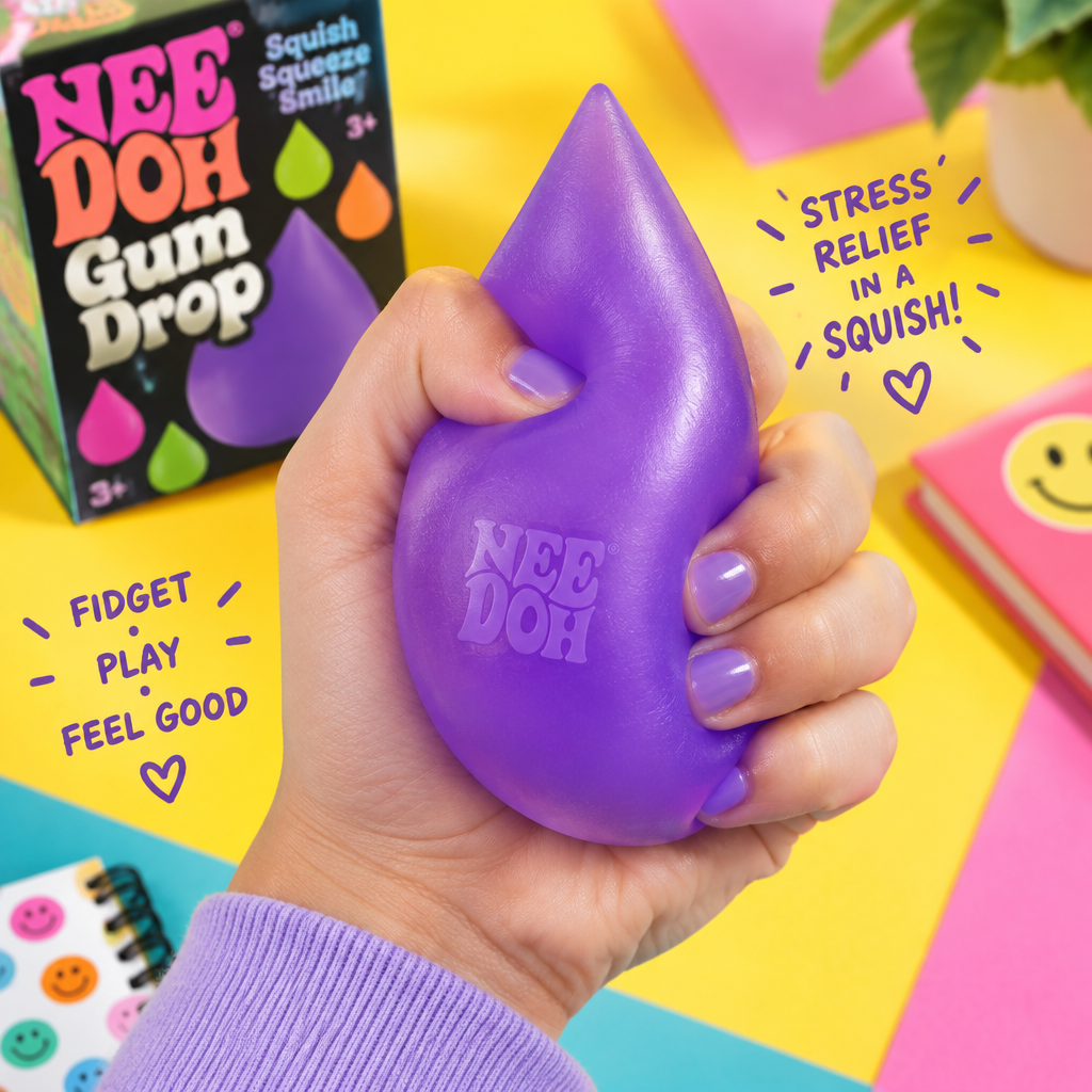 Nee-Doh Gum Drop purple squishy lifestyle shot